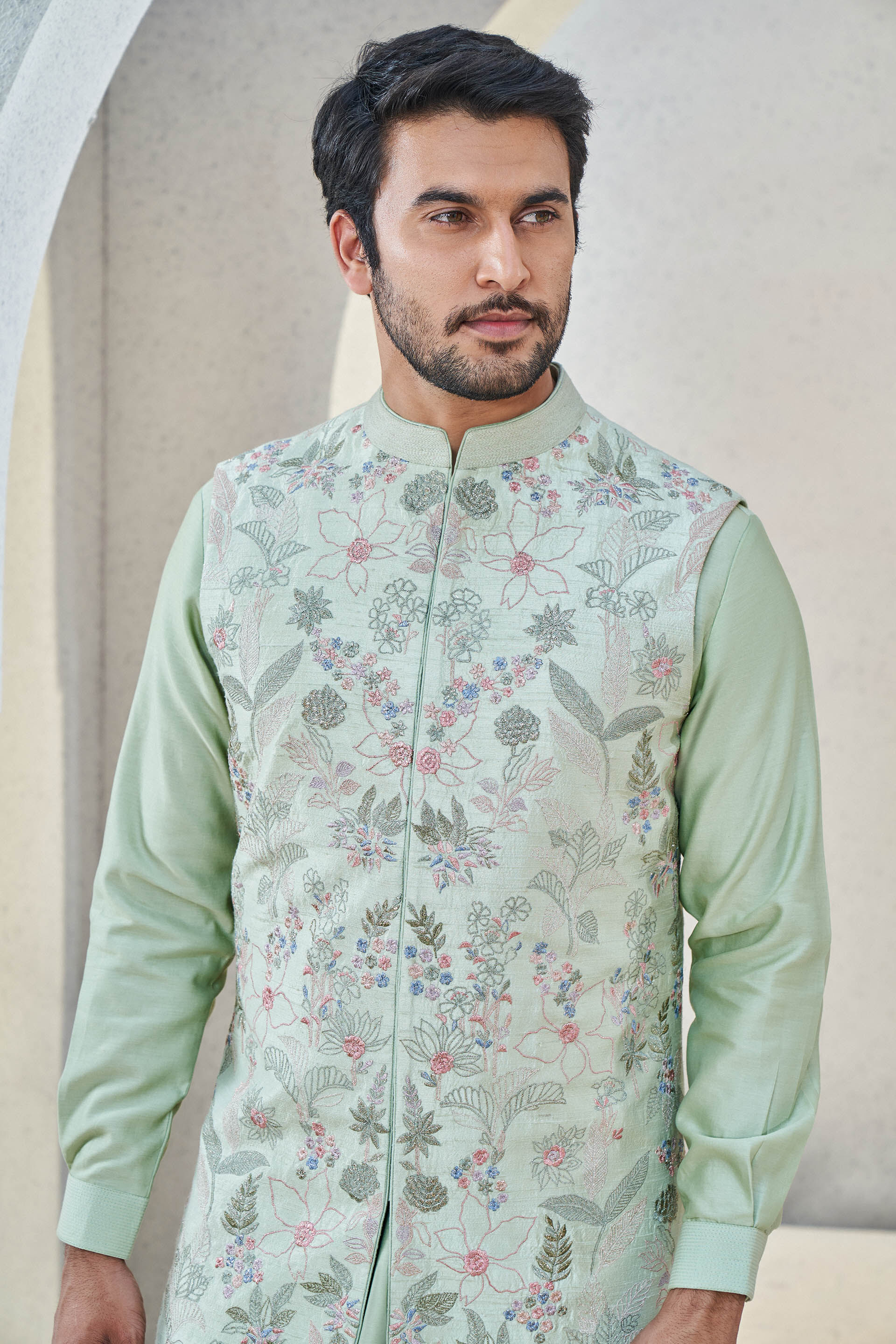 Dhruvam Nehru Jacket - Sage Green, Sage Green, image 4
